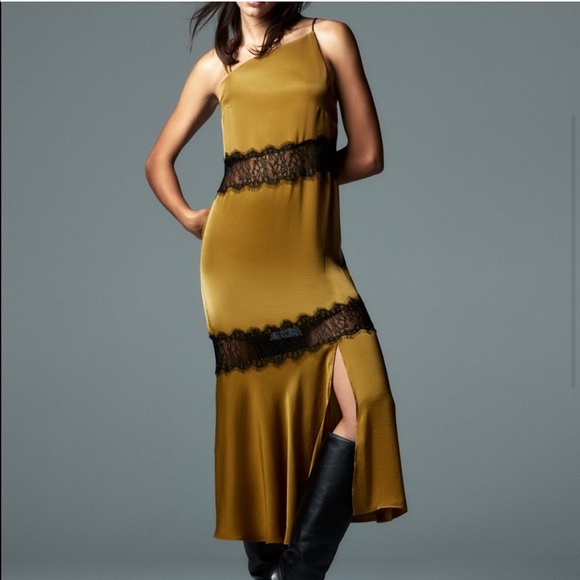 Zara Dresses & Skirts - Zara contrast silk camisole lace dress nwt